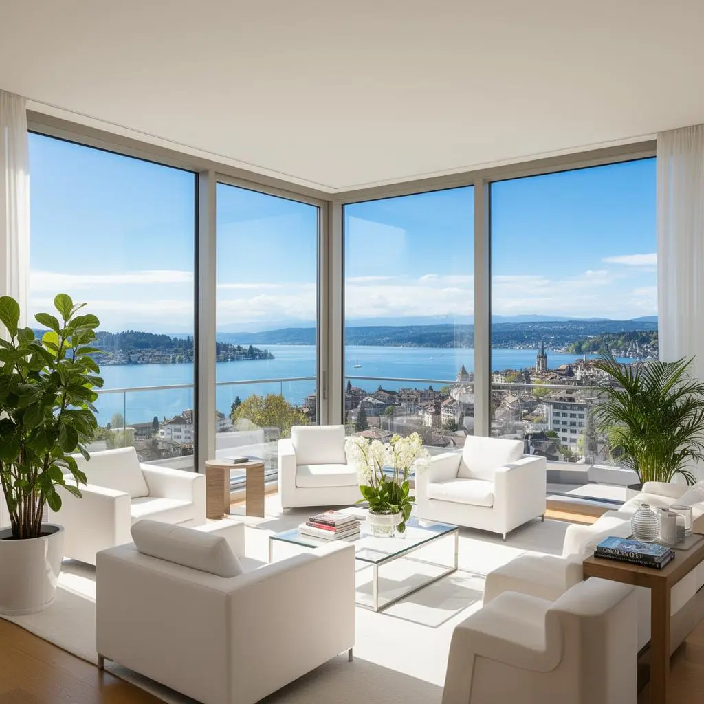 Luxury apartment in Zurich with panoramic city view